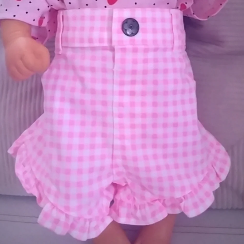 Pink Leopard Gingham Bundle 3-6M Heart Drama Queen Onesie Ruffle Pants Shorts - Picture 6 of 15